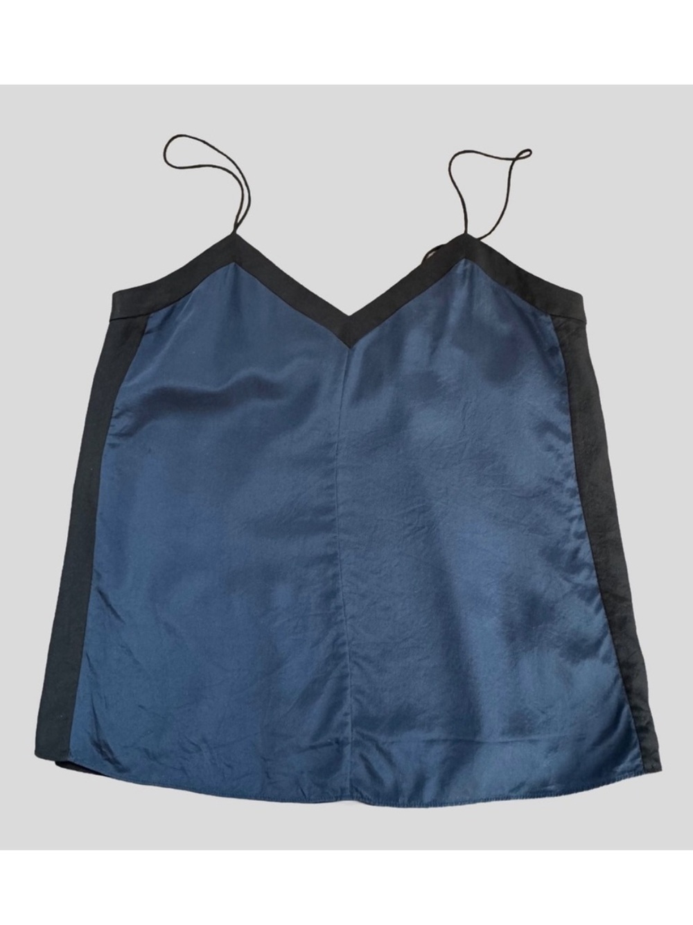Tibi Navy and Black Silk Color Block Cami Camisole Top